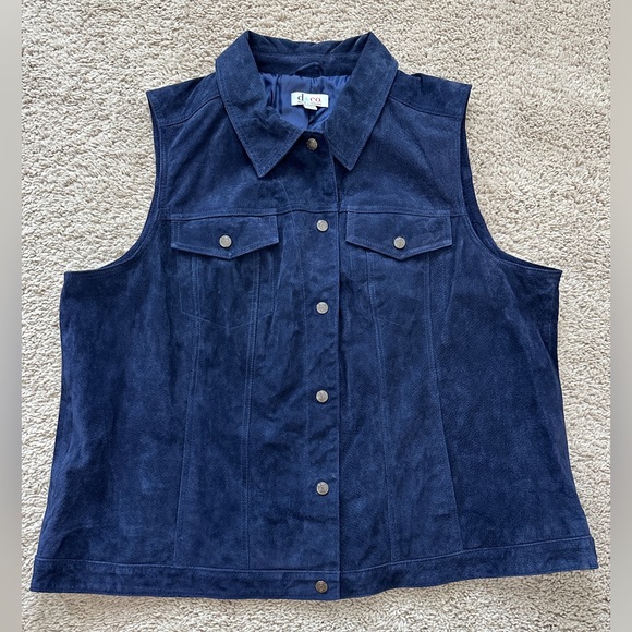 NWOT Navy Blue Genuine Soft Leather Vest With Pockets Size 2X - Picture 6 of 10